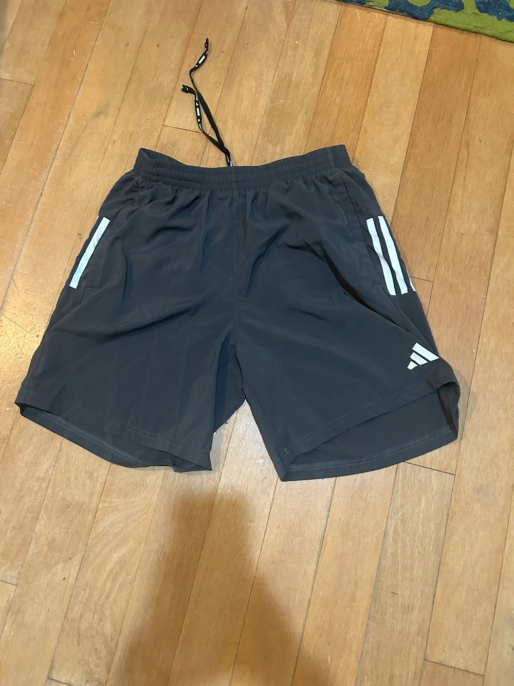 adidas Black Athletic Shorts with White Stripe Accents